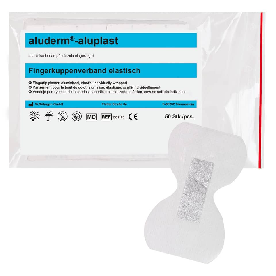 aluderm®-aluplast elastisch Fingerkuppenverband   50 Stück ALUDERM+SILBER 1009185 aluderm+ 1009185 elastisch 50St.
