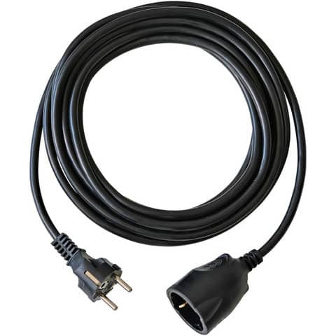 Kunststoff-Verlängerung - 5 m, schwarz, H05VV-F 3G1,5