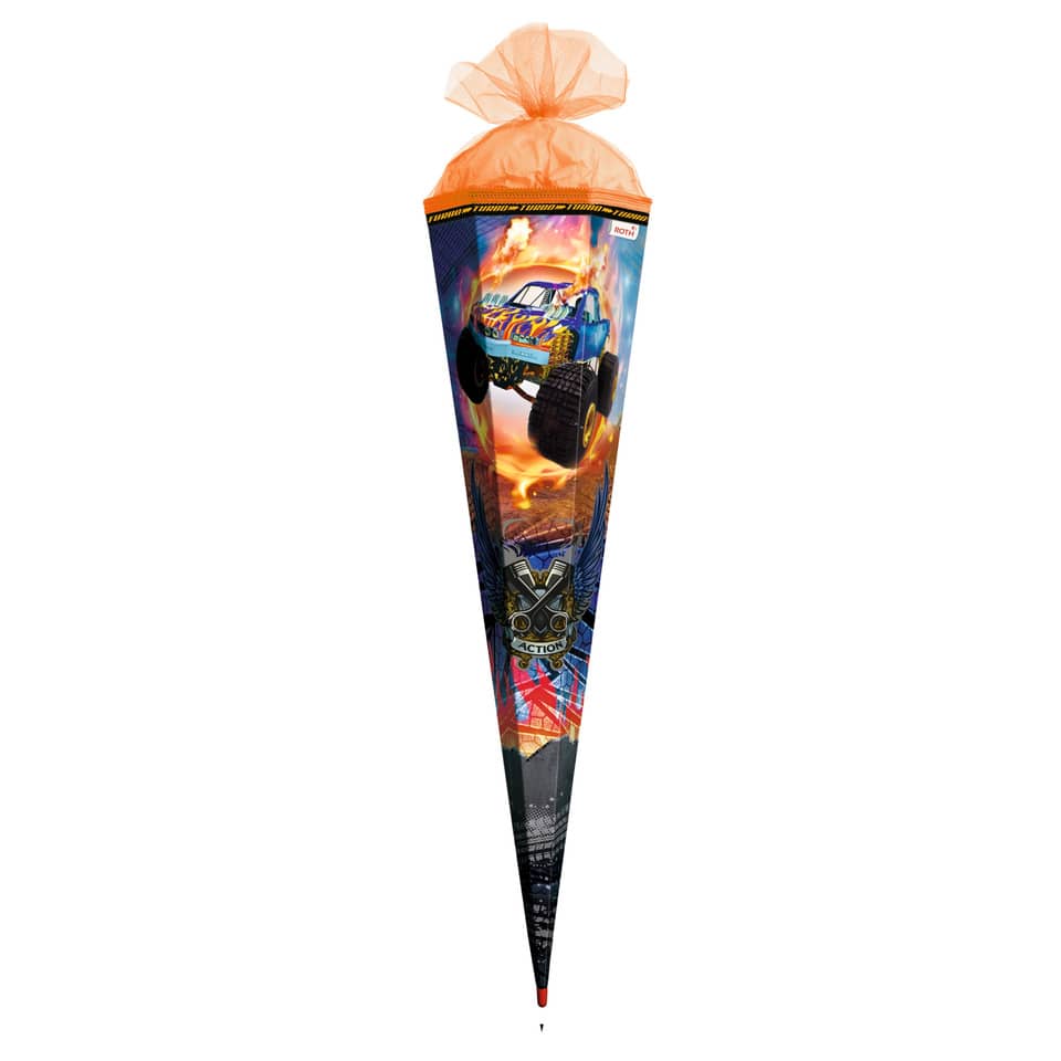 Schultüte, Monstertruck Fire, 85cm, Tüllverschluss ROTH 678841 ROTH 678841 Tüllverschluss