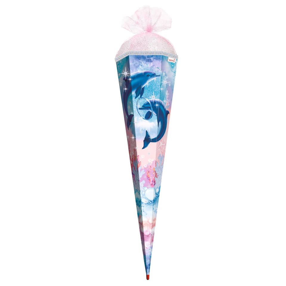 Schultüte, Delphin, 85cm, Tüllverschluss ROTH 678847 ROTH 678847  Tüllverschluss