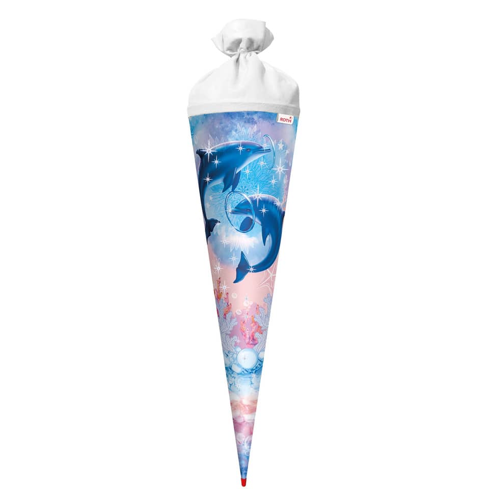 Schultüte, Delfine, 70cm, Filzverschluss ROTH 677452 ROTH 677452 Filzverschluss