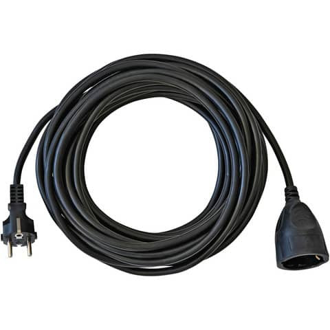 Kunststoff-Verlängerung - 10 m, schwarz, H05VV-F 3G1,5