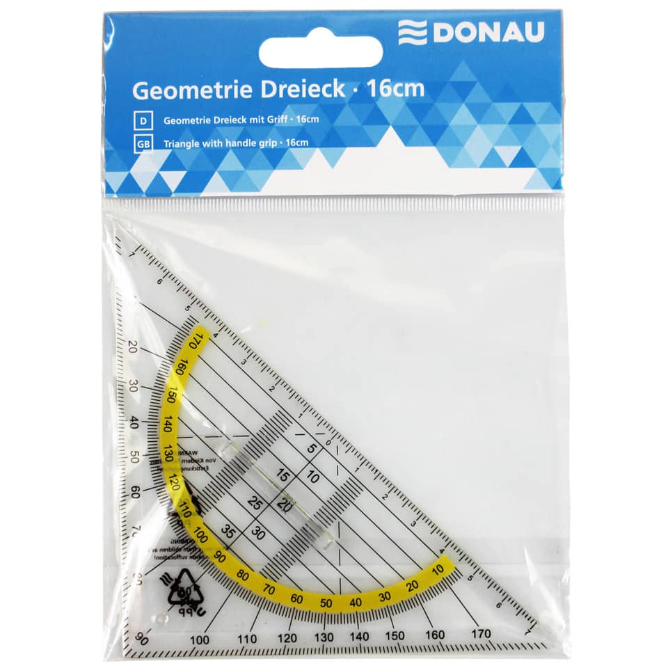 Geometriedreieck mit Griff, 16cm, Blister DONAU 4210002-00 DONAU 4210002-00 mit festem Griff