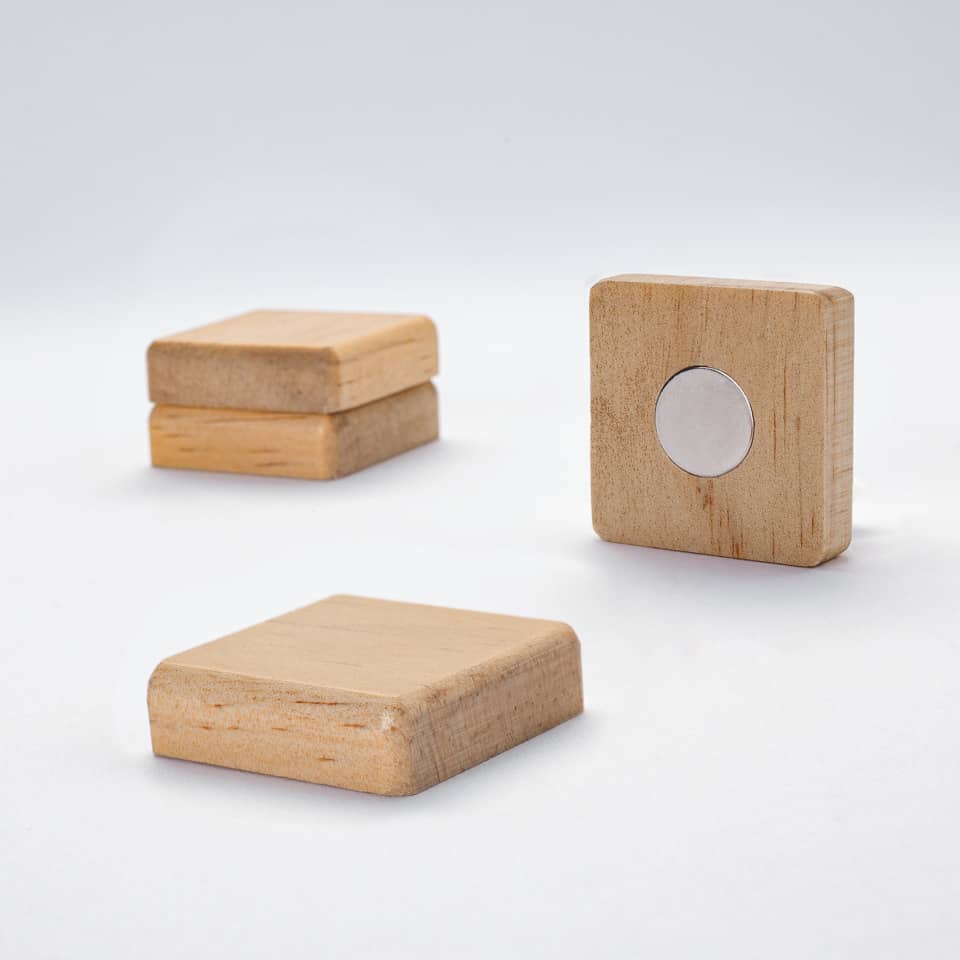 Magnet, quadratisch, Pinienholz, 33x33x9mm, 4 Stück SIGEL BA211 SIGEL BA211 33x33x9mm