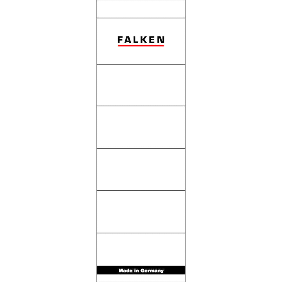 Ordnerrückenschild selbstklebend, 60 x 190 mm, breit/kurz, 10 Stück, weiß FALKEN 80037047 FALKEN 80037047 60x190mm sk