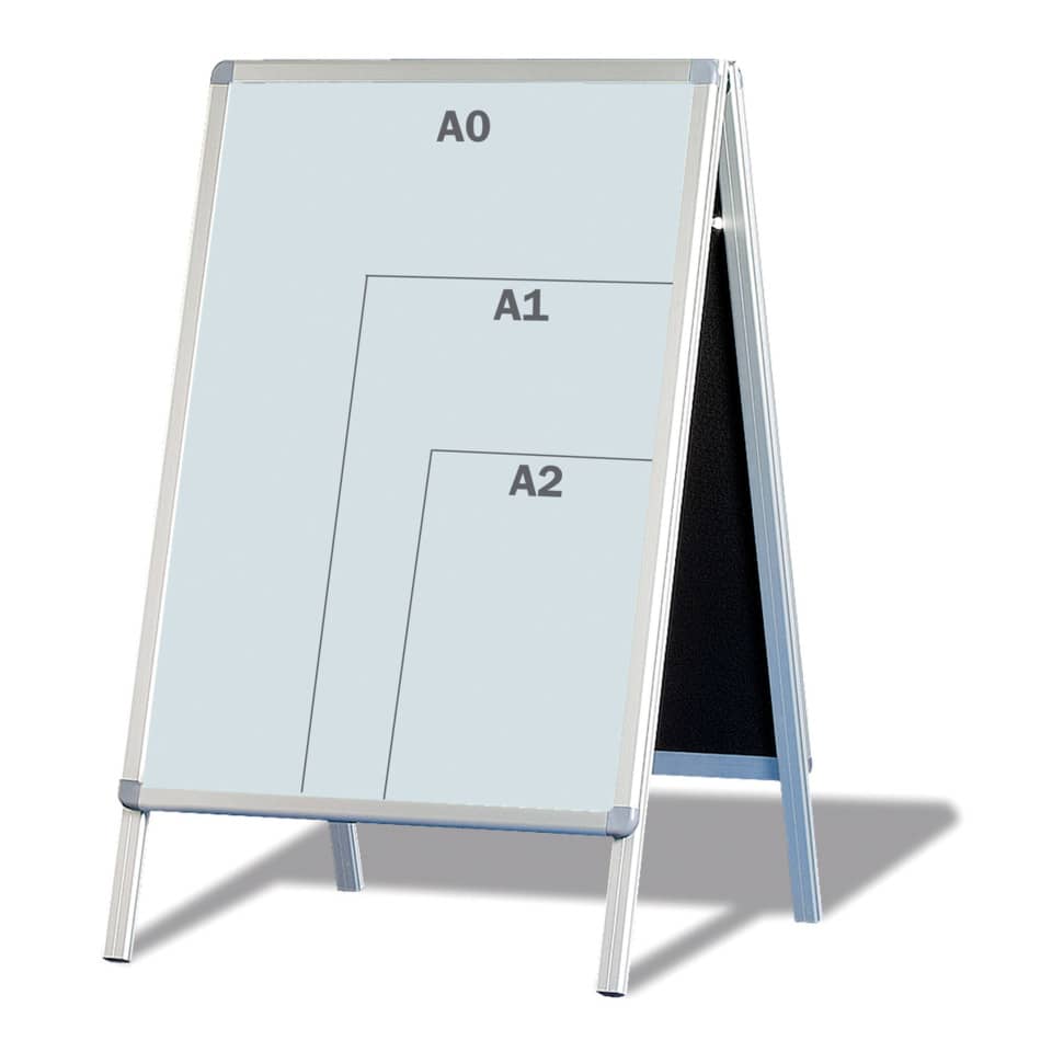 Kundenstopper Standard, DIN A1, klappbar, Schutzfolie mit UV-Filter, silber FRANKEN BSA1