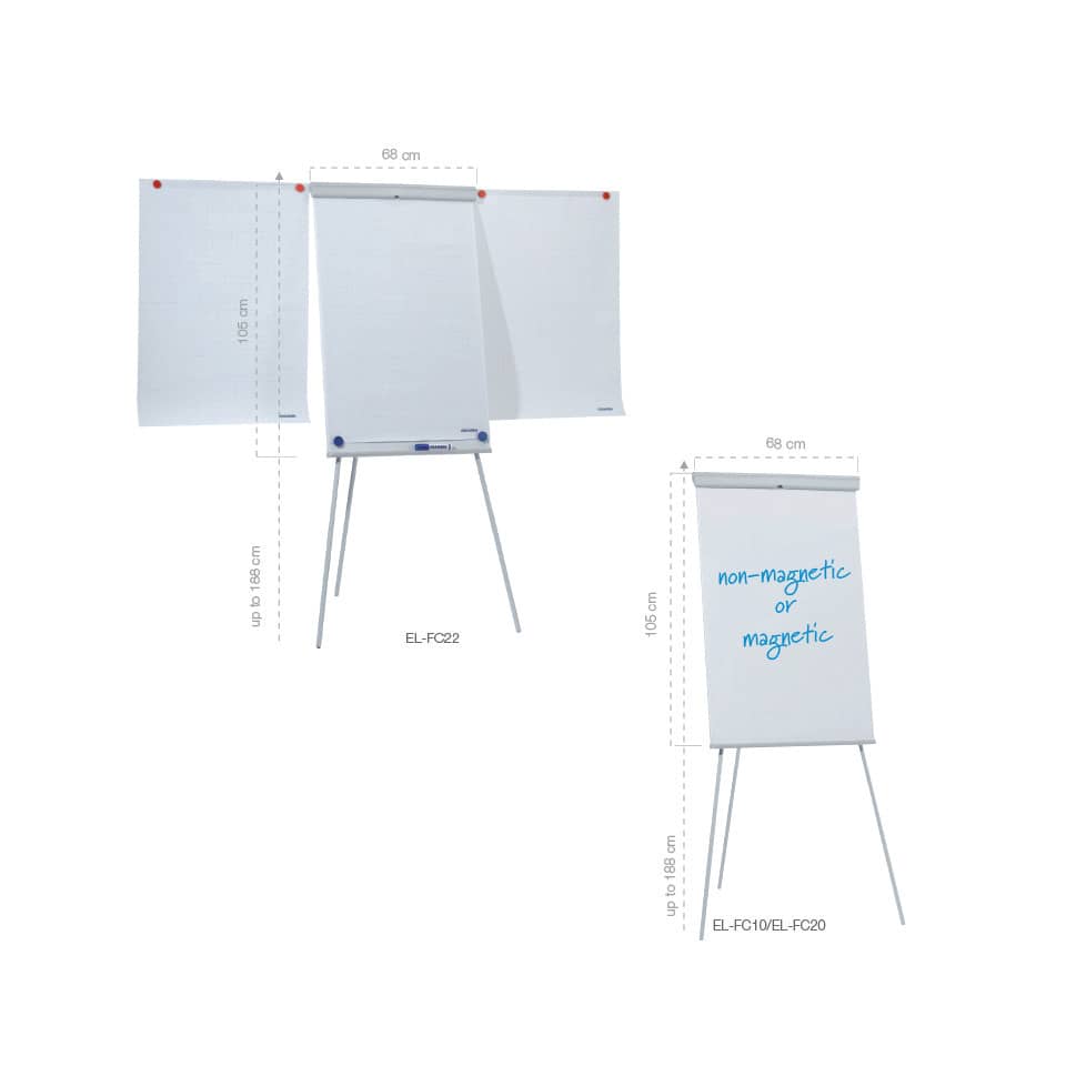 Flipchart X-tra!Line, Dreibeinstativ, Stahl, höhenverstellbar, 95 x 110 cm, grau FRANKEN EL-FC20