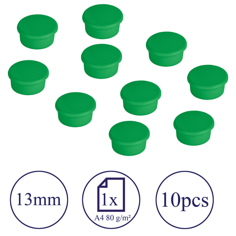 Magnet rund, 13 mm, 100 g, 10 Stück, grün FRANKEN HM10 02 FRANKEN HM10 02   D13 mm