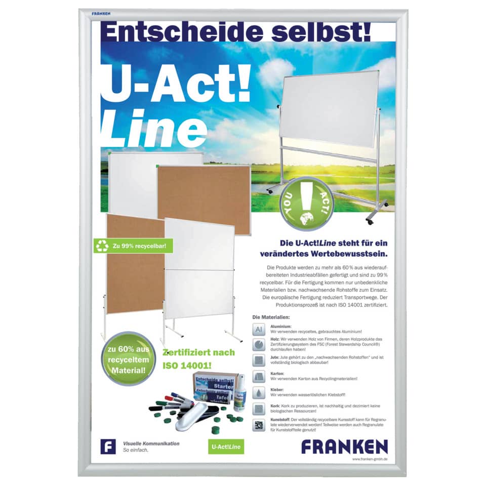 Wechselrahmen Security Feuerfest, DIN A1, Schutzfolie UV-Filter, silber FRANKEN BS1804 FRANKEN BS1804 Security Feuerfest