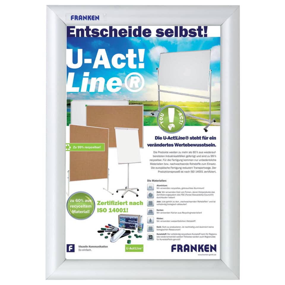 Wechselrahmen Security Feuerfest, DIN A4, Schutzfolie UV-Filter, silber FRANKEN BS1801 FRANKEN  BS1801 Security Feuerfest