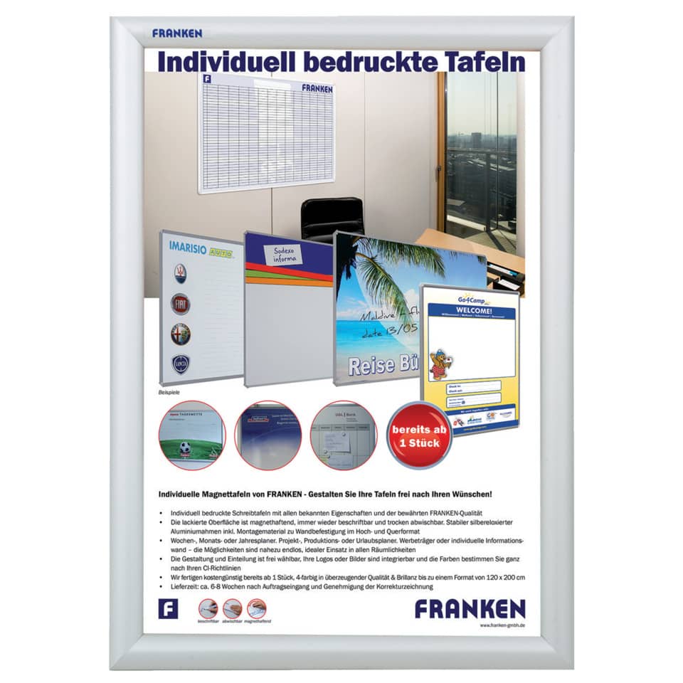 Wechselrahmen Security Feuerfest, DIN A3, Schutzfolie UV-Filter, silber FRANKEN BS1802 FRANKEN BS1802 Security Feuerfest