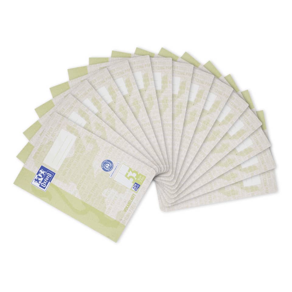 Vokabelheft Recycling, A5, 32 Blatt, Lin.53, liniert, hellgrün OXFORD 400159441 OXFORD 400159441 Recycling