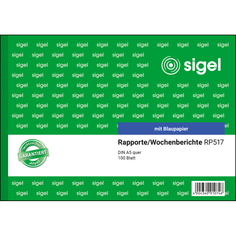 Rapport, A5 quer, 100 Blatt SIGEL RP517