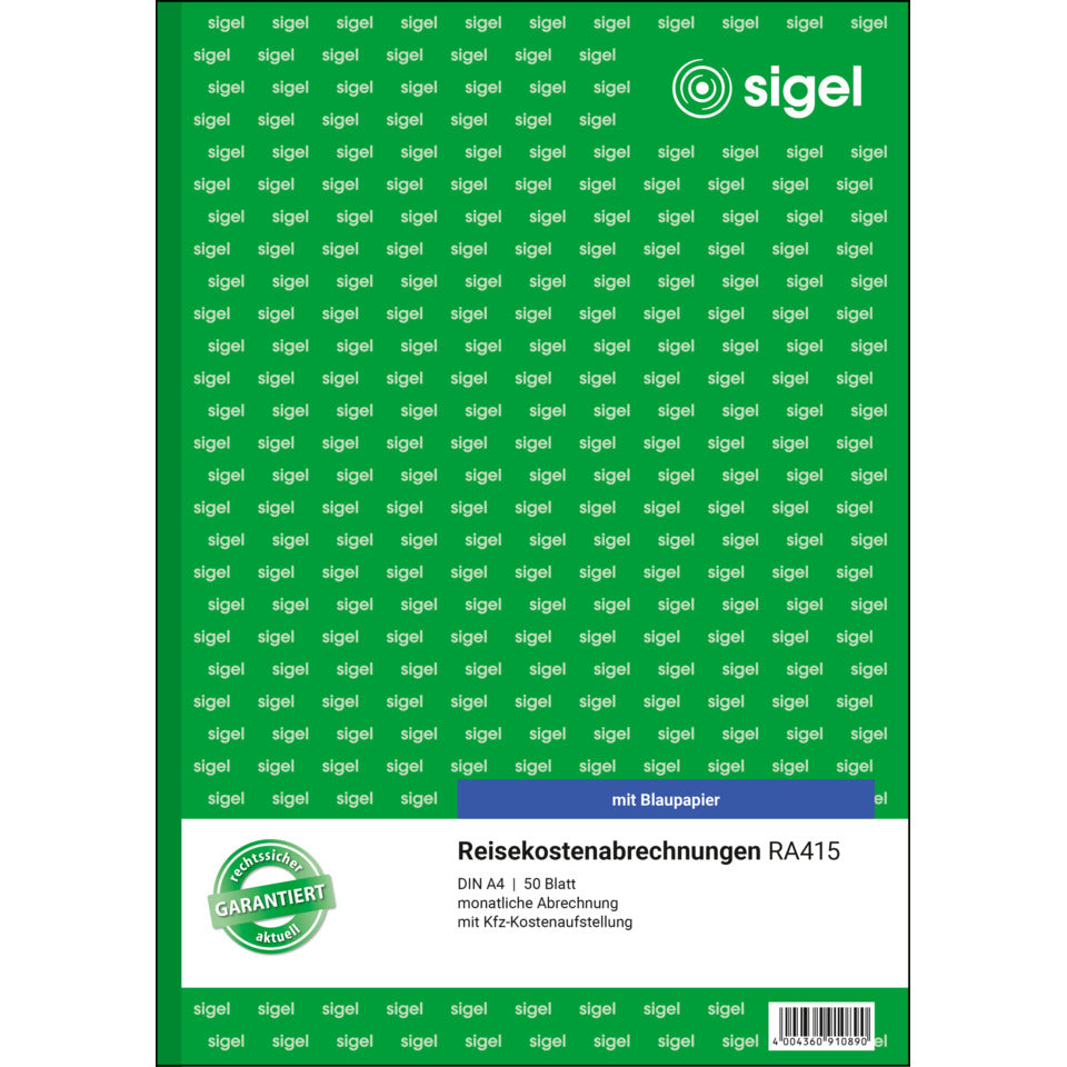 Reisekostenabrechnung monatlich, A4, 50 Blatt SIGEL RA415 SIGEL RA415 monatlich