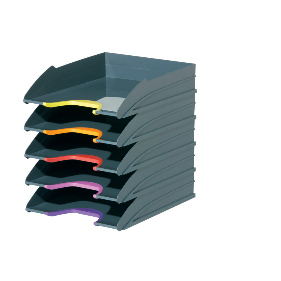 Briefablage Varicolor® Letter Tray Set, C4, 5 Stück, anthrazit/farbig DURABLE 770557 DURABLE 770557  5Briefklörbe