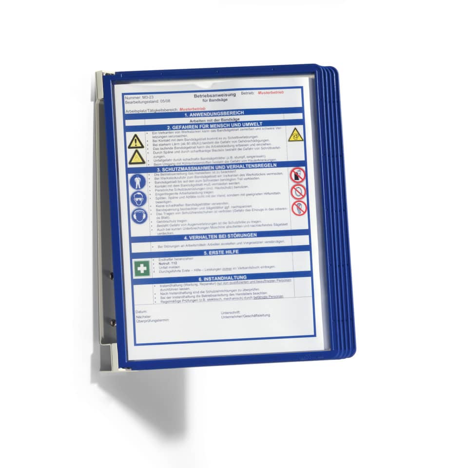Sichttafelwandhalter VARIO® WALL 5, inkl. 5 Sichttafeln in d.blau, 265 x 345 mm DURABLE 5551 07 DURABLE 5551 07 Vario Wall 5