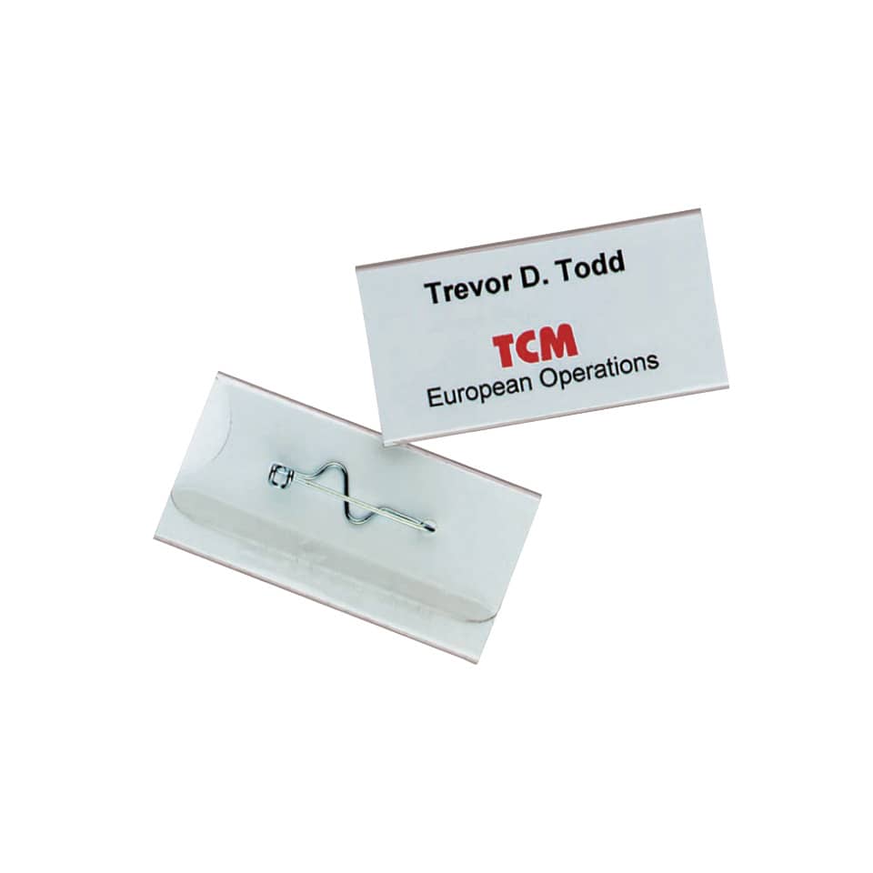 Namensschild mit Nadel, 60 x 30 mm, transparent, Kunststoff, 100 Stück DURABLE 8006 19 DURABLE 8006 19 m.Nadel