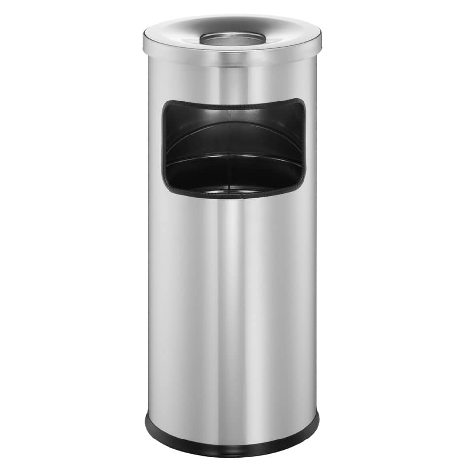 Papierkorb mit Ascher SAFE rund, Metall, 250x630mm (ØxH), 17 l, metallic silber DURABLE 3332 23