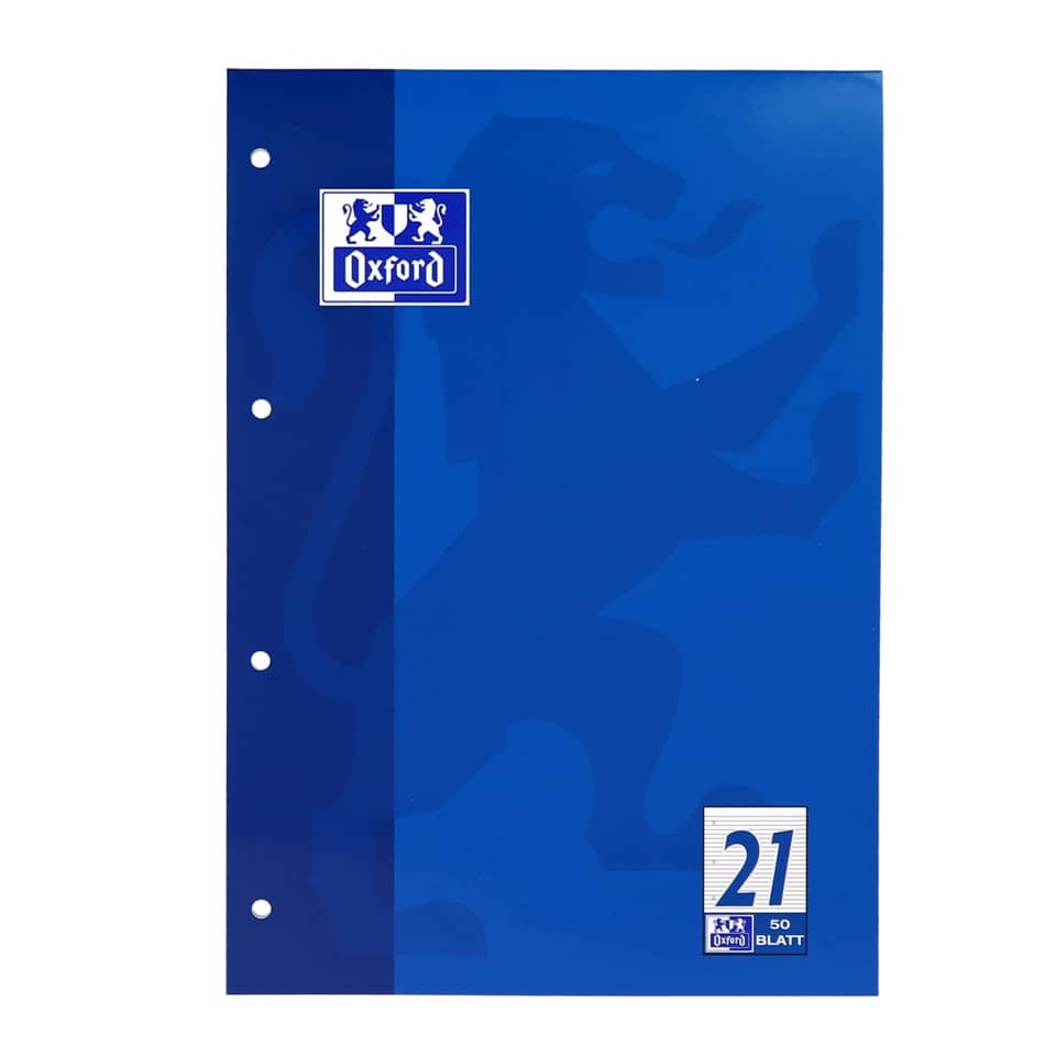 Schulblock, A4, 90g/m², 50 Blatt, Lin.21, liniert OXFORD 100050347 OXFORD 100050347 90g