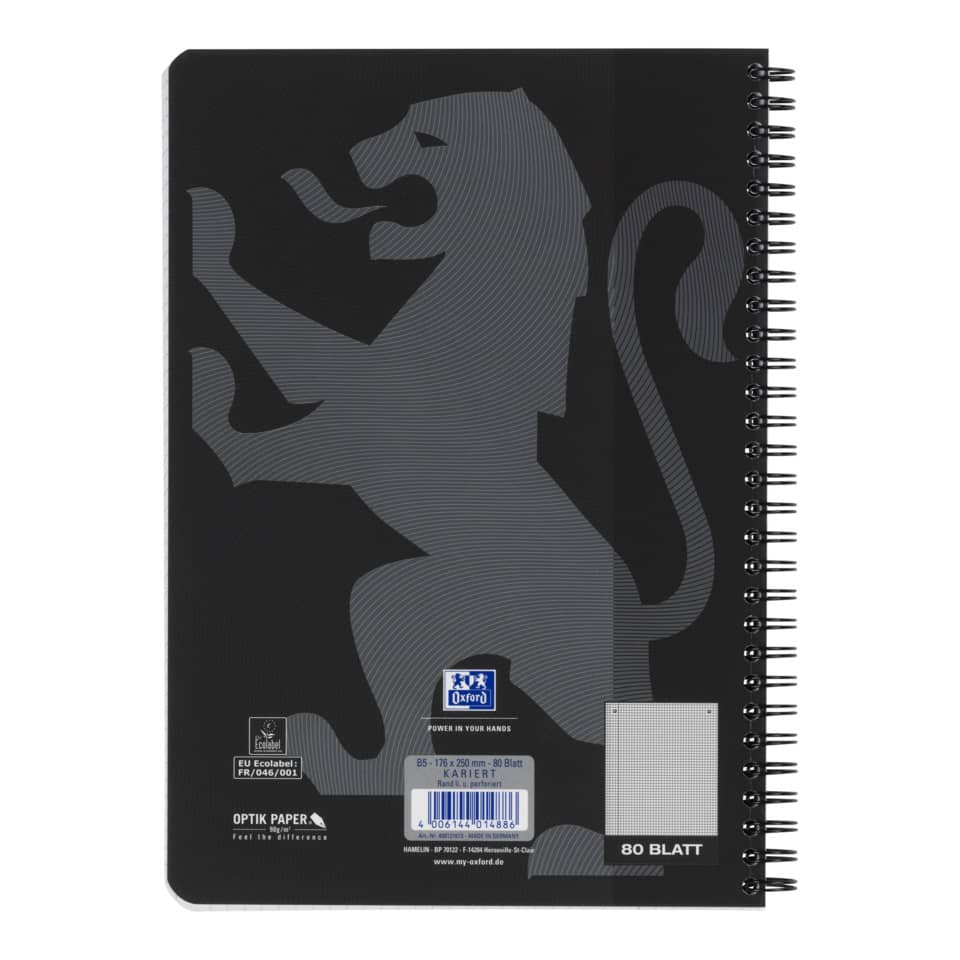 Collegeblock Touch, B5, 80 Blatt, kariert, schwarz OXFORD 400121613 OXFORD 400121613 Touch