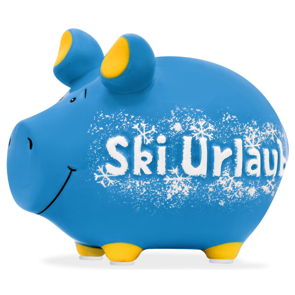 Sparschwein klein "Skiurlaub", 12,5 x 9 x 9 cm, Keramik KCG 10034734 KCG 101814/10034734 Skiurlaub