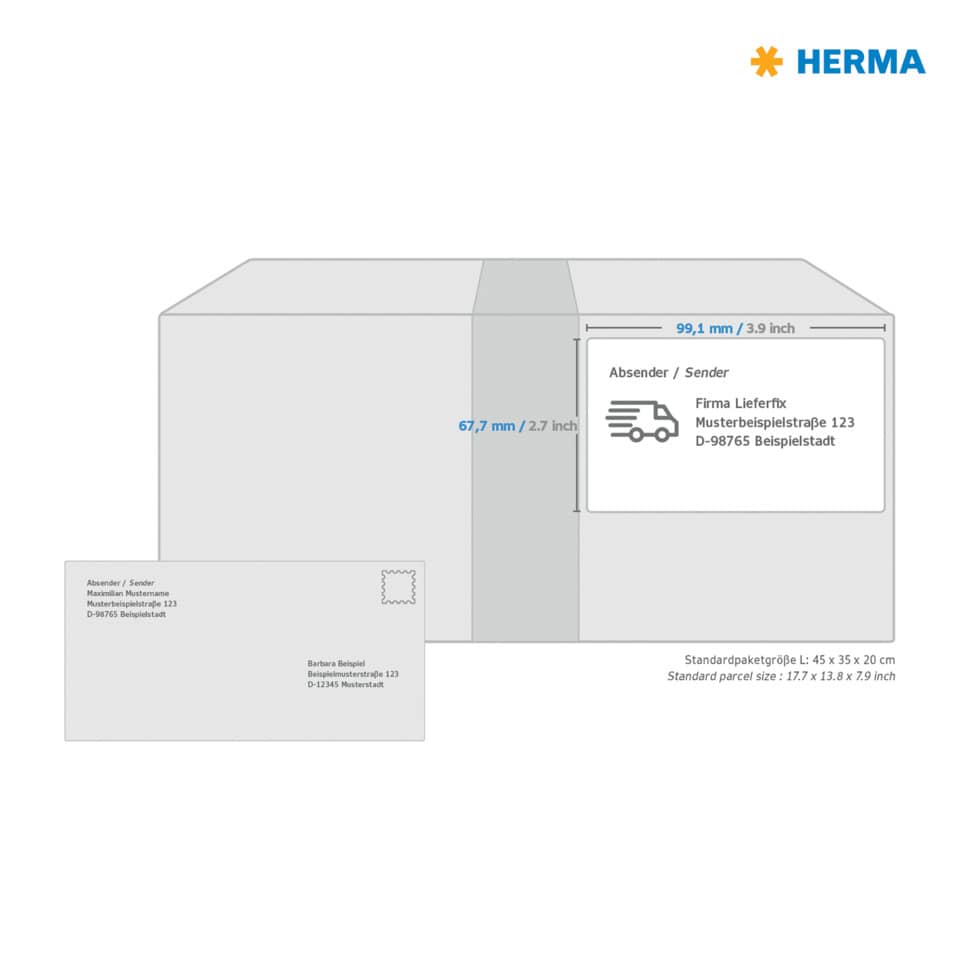 Neonetiketten permanent, 99,1x67,7mm, 160 Stück, leuchtrot HERMA 5046 HERMA 5046  160 Stück permanent haftend