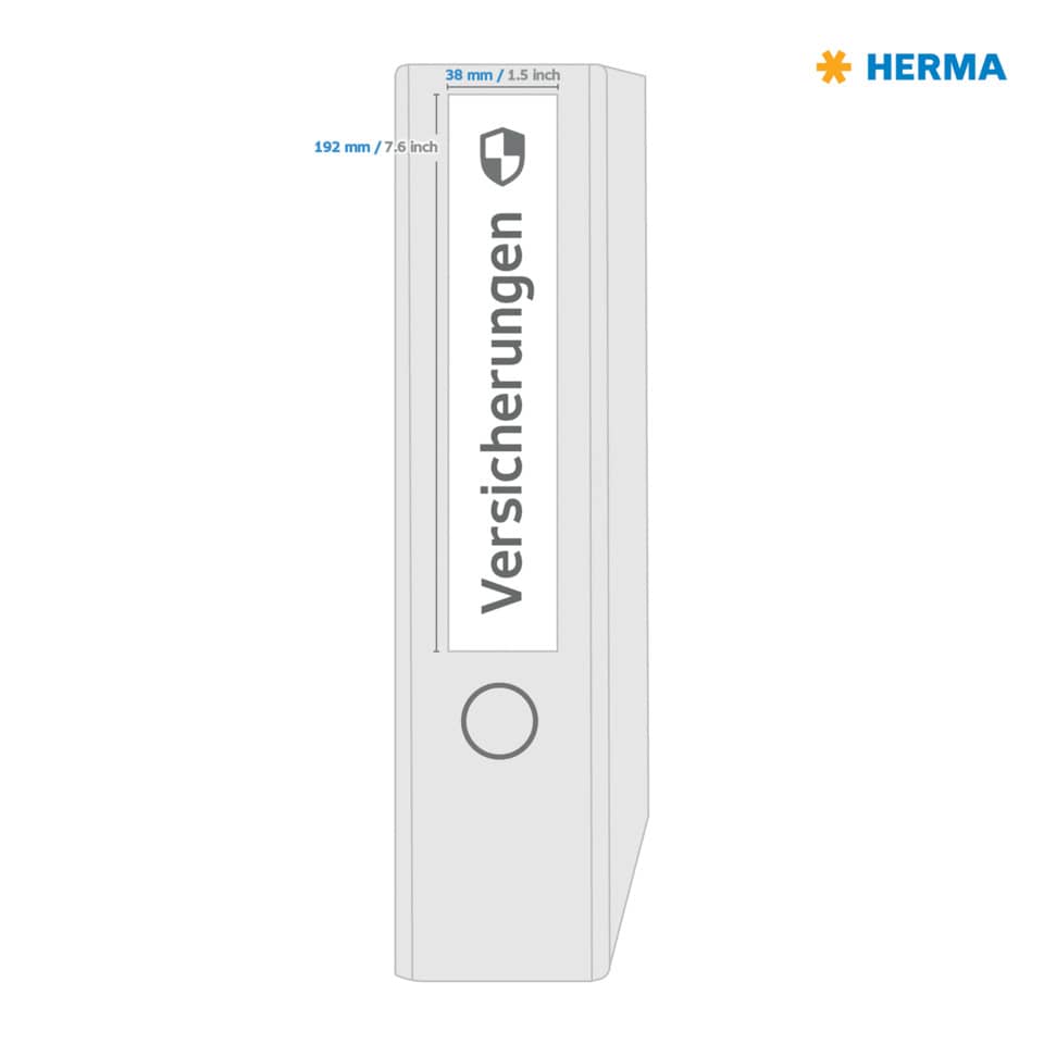 Ordnerrückenschild permanent, 38 x 192 mm, schmal/kurz, 700 Stück, weiß HERMA 4283 HERMA 4283 schmal/kurz permanent haftend