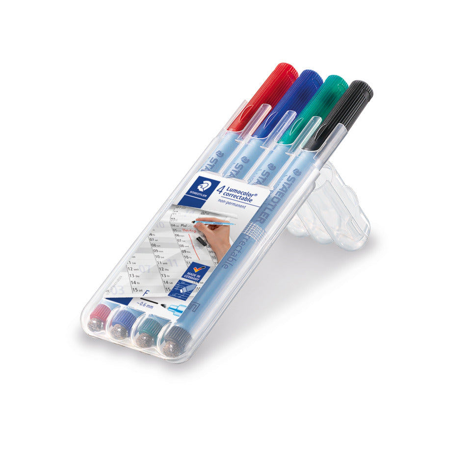 Overheadstift Folienstift Lumocolor® correctable, STAEDTLER Box mit 4 Farben STAEDTLER 305F WP4-1 STAEDTLER 305F WP4-1 /F