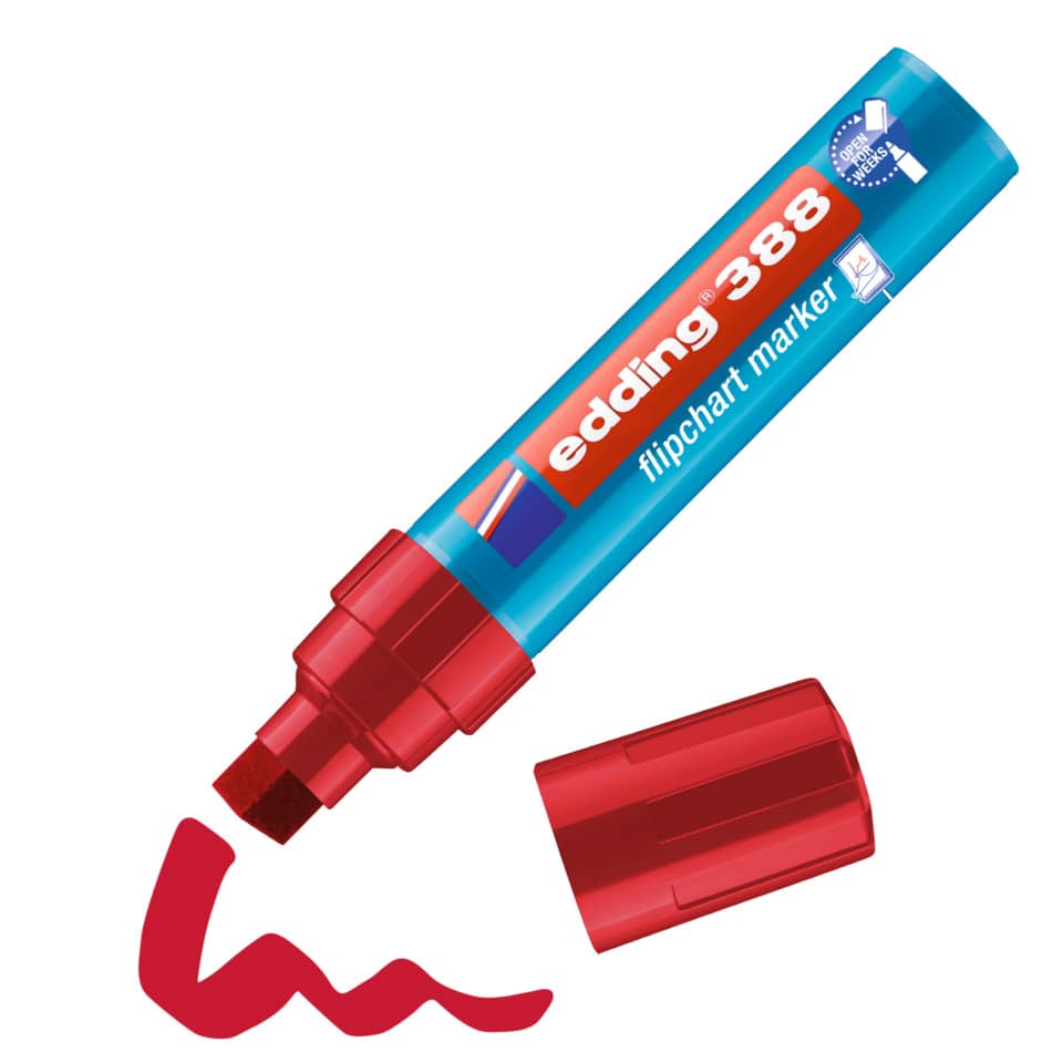 Flipchartmarker 388, 4-12mm, Keilspitze, rot EDDING 388-2 EDDING 4-388002  Keilspitze
