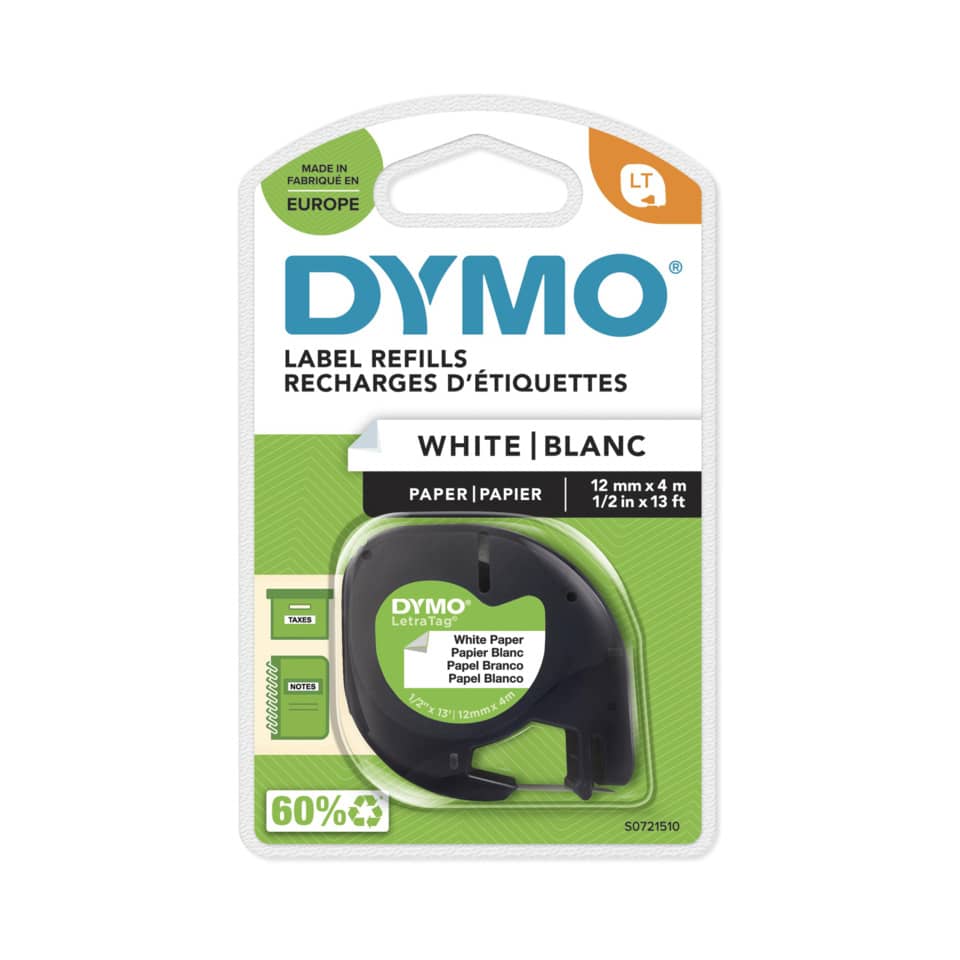 Prägeband, 12mmx4m, weiß DYMO S0721510 DYMO S0721510 12mm 4m