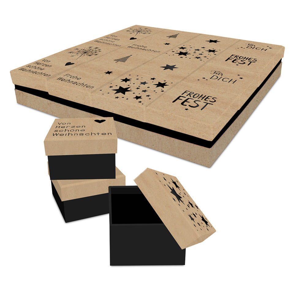 Weihnachts-Geschenkkarton Sprüche, 9x9x6cm, sortiert  1657-22000 1657-22000 9x9x6cm