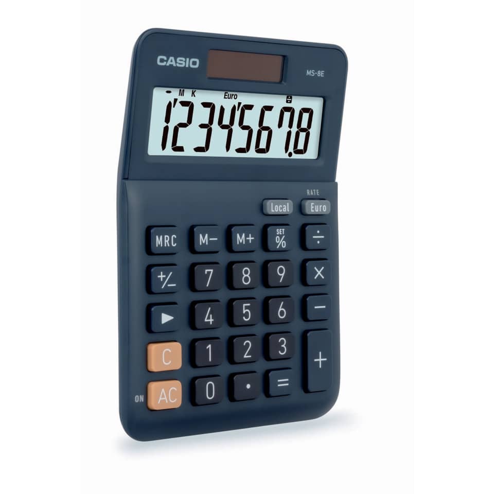 Tischrechner, Währungsumrechnung, 8-stellig, Solar/Batterie CASIO MS-8E CASIO MS-8E Solar/Batterie 103x147x29mm