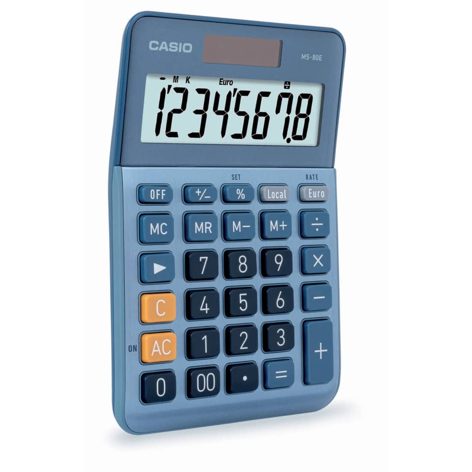 Tischrechner, Währungsumrechnung, 8-stellig, edle Alumimium-Front CASIO MS-80E CASIO MS-80E Solar/Batterie 103x147x29mm