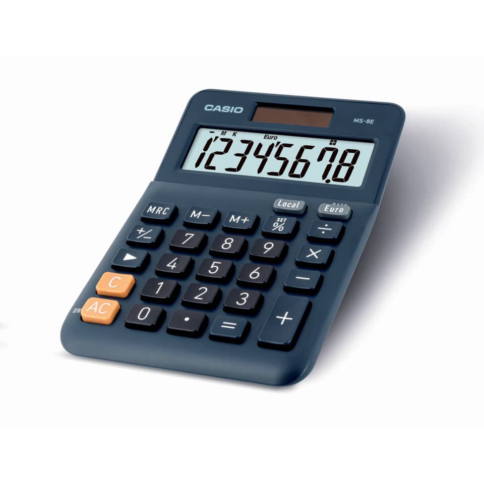 Tischrechner, Währungsumrechnung, 8-stellig, Solar/Batterie CASIO MS-8E CASIO MS-8E Solar/Batterie 103x147x29mm
