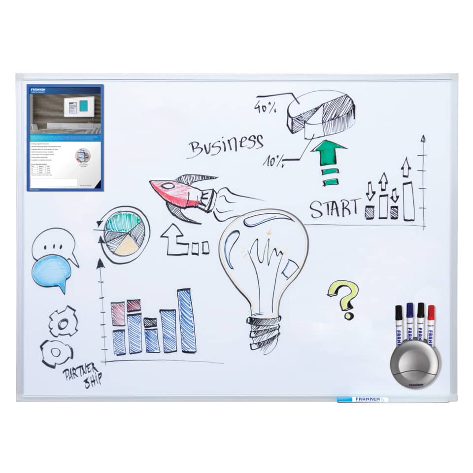 Whiteboardtafel X-tra!Line Emaille, Aluminiumrahmen, 900 x 600 mm, weiß FRANKEN SC3202 FRANKEN SC3202 X-tra!Line