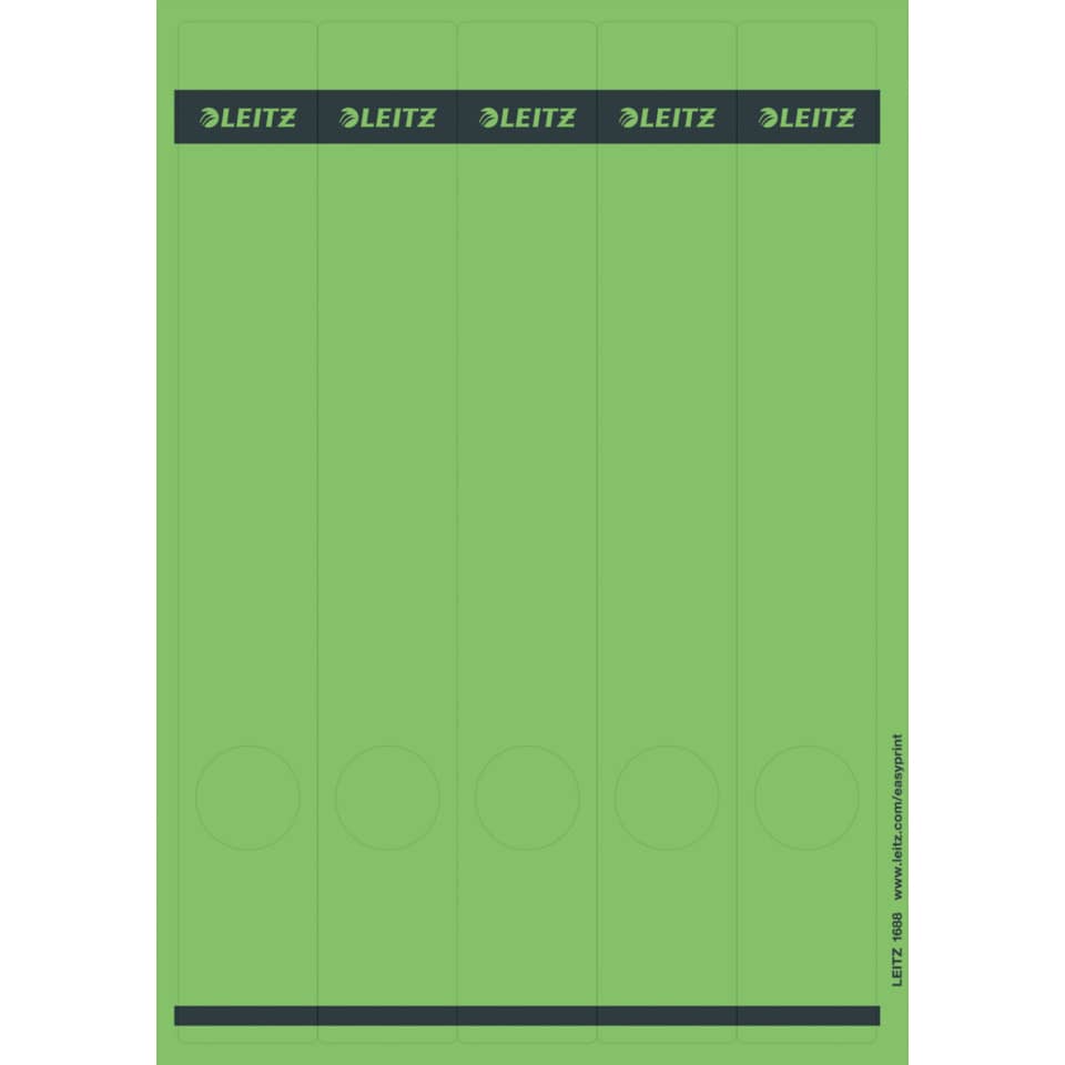 Ordnerrückenschild selbstklebend, 39 x 285 mm, schmal/lang, 125 Stück, grün  ~~OEM~ LEITZ 1688-00-55 LEITZ 1688-00-55 SK 25x5ST