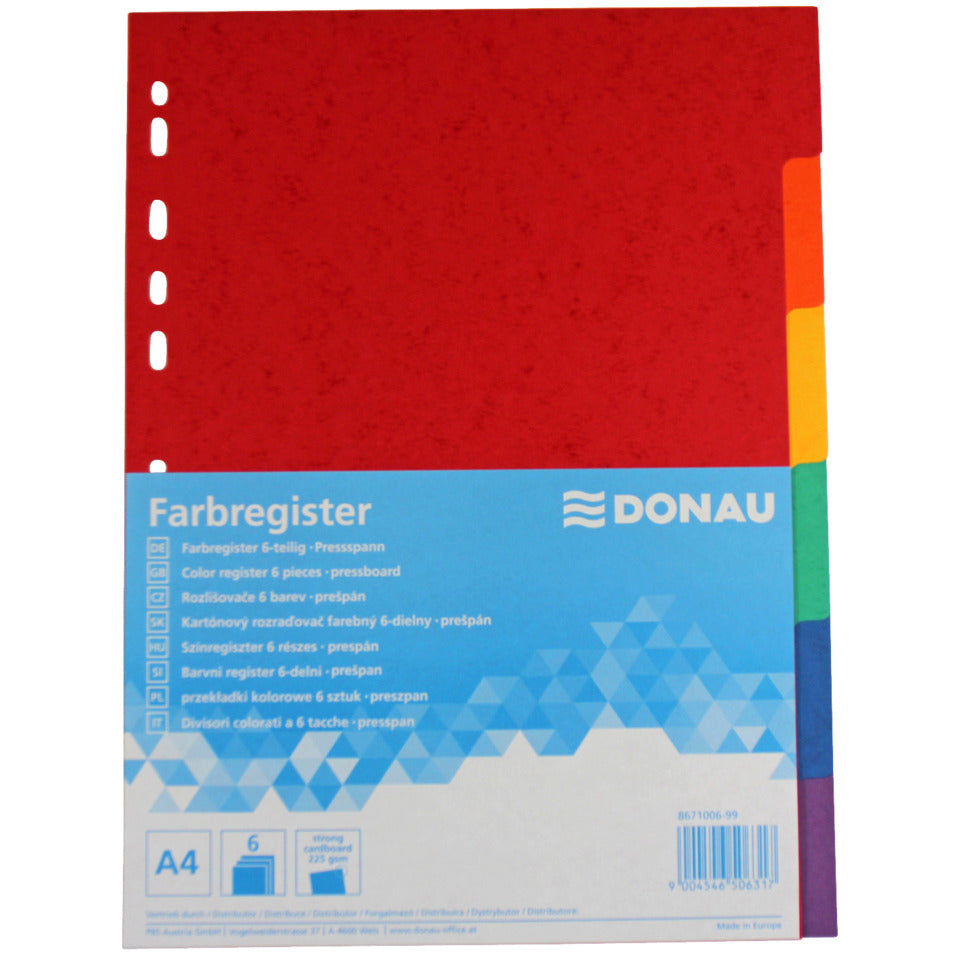 Kartonregister, A4, 225g/m², 6-teilig, blanko DONAU 8671006-99 DONAU 8671006-99 Karton225g