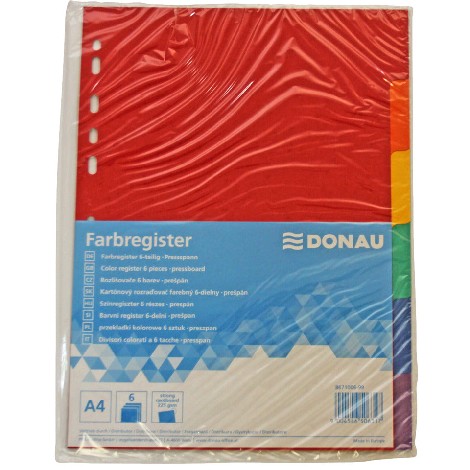 Kartonregister, A4, 225g/m², 6-teilig, blanko DONAU 8671006-99 DONAU 8671006-99 Karton225g