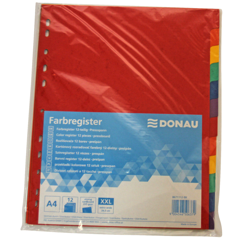 Kartonregister, A4, 225g/m², 12-teilig DONAU 8671012-99 DONAU 8671012-99 Karton 225g