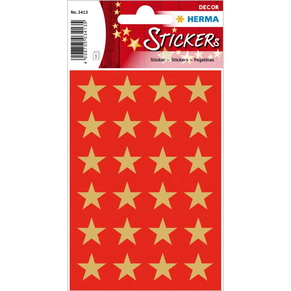 Sticker Sterne, Ø15mm, 72 Stück, gold HERMA 3413 HERMA 3413 16mm 5zackig