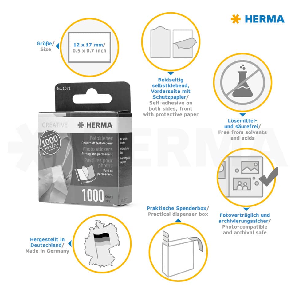 Fotokleber, 12x17mm, 1000 Stück HERMA 1071 HERMA 1071  1000 Stück
