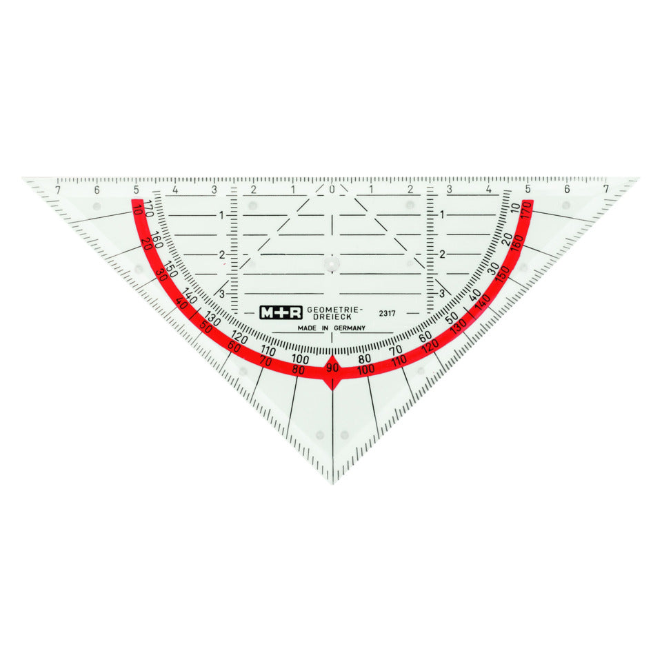 Geometrie-Dreieck 16cm glasklar rot hinterlegt M+R 723170040