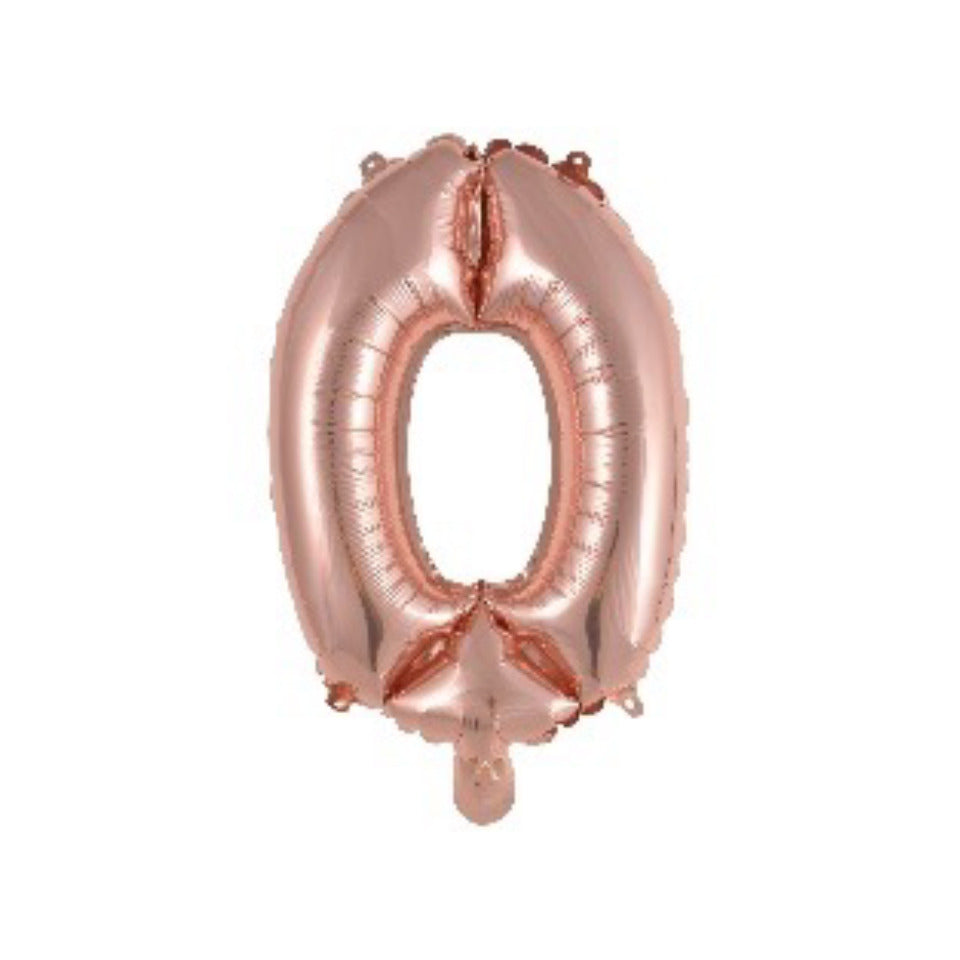Folienballon Mini, Zahl 0, 35cm, rose  9909698 9909698 41cm