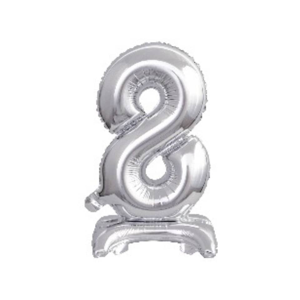 Folienballon Mini, Zahl 8, 38cm, silber  9911731 9911731 41cm