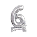 Folienballon Mini, Zahl 6, 38cm, silber  9911729 9911729 41cm
