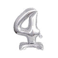Folienballon Mini, Zahl 4, 38cm, silber  9911727 9911727 41cm