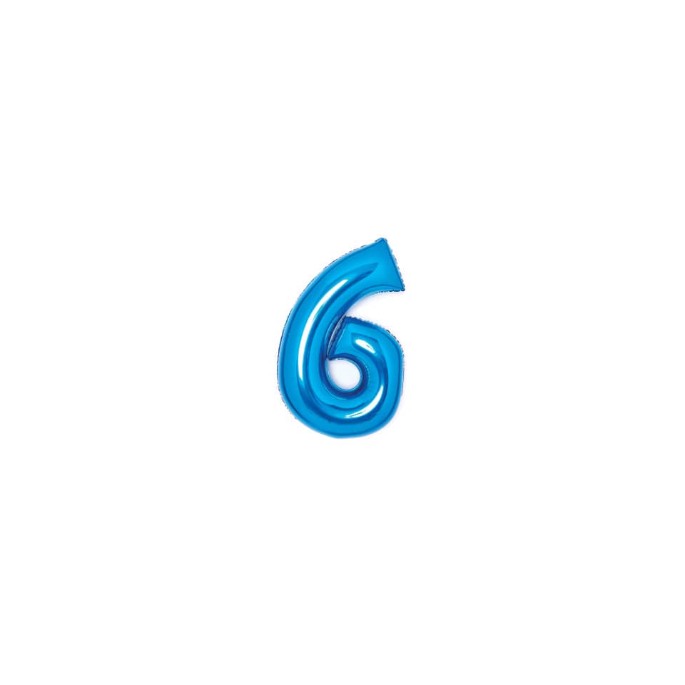 Folienballon Zahl 6, 66cm, blau AMSCAN 9914056 AMSCAN 9914056/1-10277 66cm