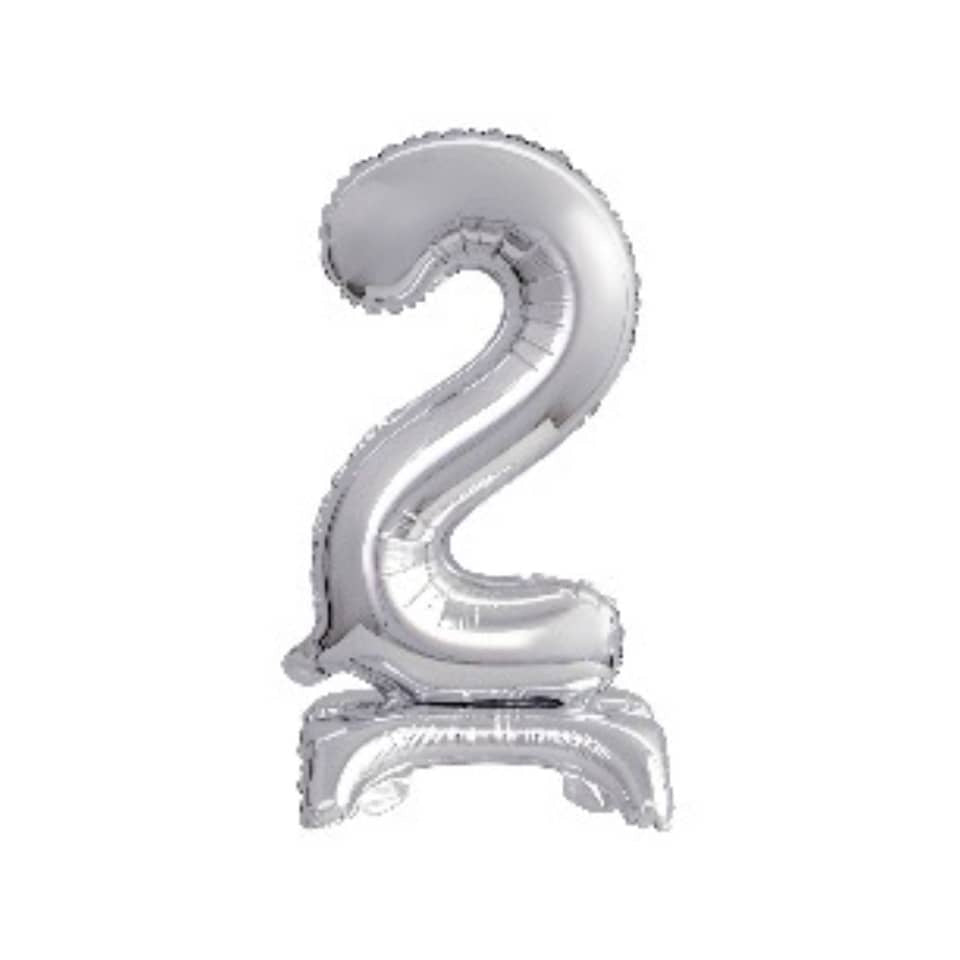 Folienballon Mini, Zahl 2, 38cm, silber  9911725 9911725 41cm