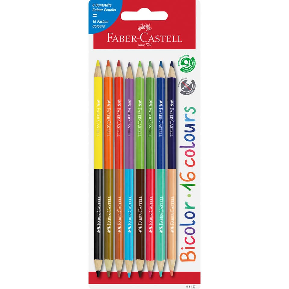 Farbstift Bicolour, 8 Stück, sortiert FABER CASTELL 116197