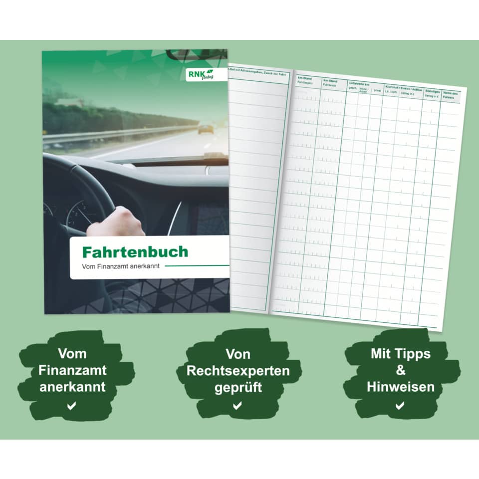 Fahrtenbuch PKW - steuerlicher Kilometernachweis, A5, 32 Blatt RNK 3120